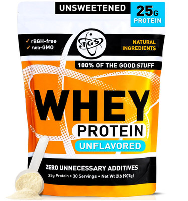 TGS Nutrition Unflavored Whey Protein Powder, Unsweetened, 2 lb, Soy & Gluten Fr