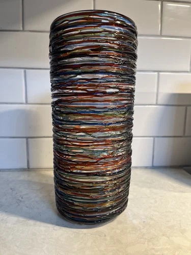 Murano Enrico Cammozzo Signed Hand Blown Art Glass Multicolor Vase