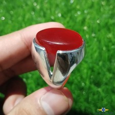 Natural Red Rare Yemeni Agate Aqeeq Ring 925 Sterling Silver Ring For Men Size 9
