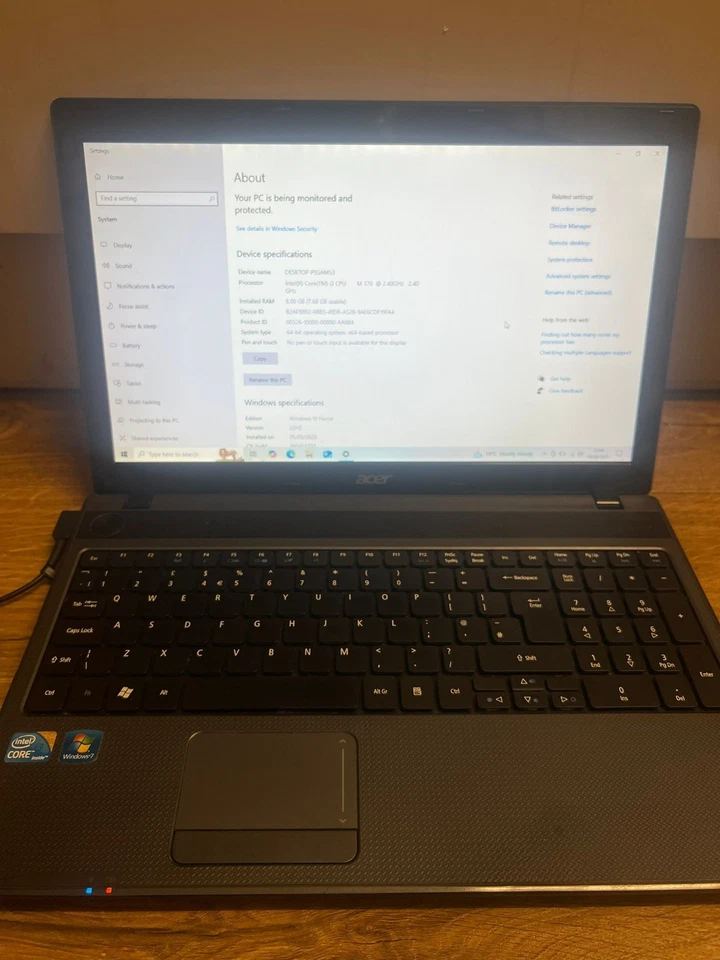 Acer Aspire 5733 Laptop 15,6" Intel Core i3 8GB RAM 224GB SSD Intel Core i3-M370 - Bild 4 von 4