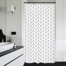 Riyidecor Small Stall 36Wx72H Inch Shower Curtain,Narrow RV Walkin Black Whit...