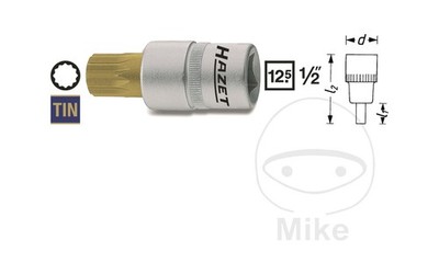 HAZET screwdriver bit MULTIDENT 1/2 M12 55 MM