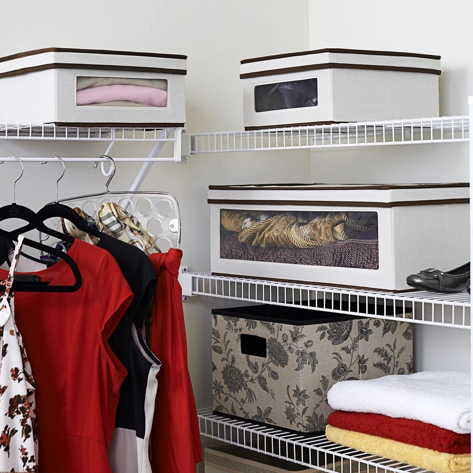 510-3 Cajas de Almacenamiento Vision con Tapas | Juego de 3 Piezas | Lona Natural con Cejas... Foto 2 de 4