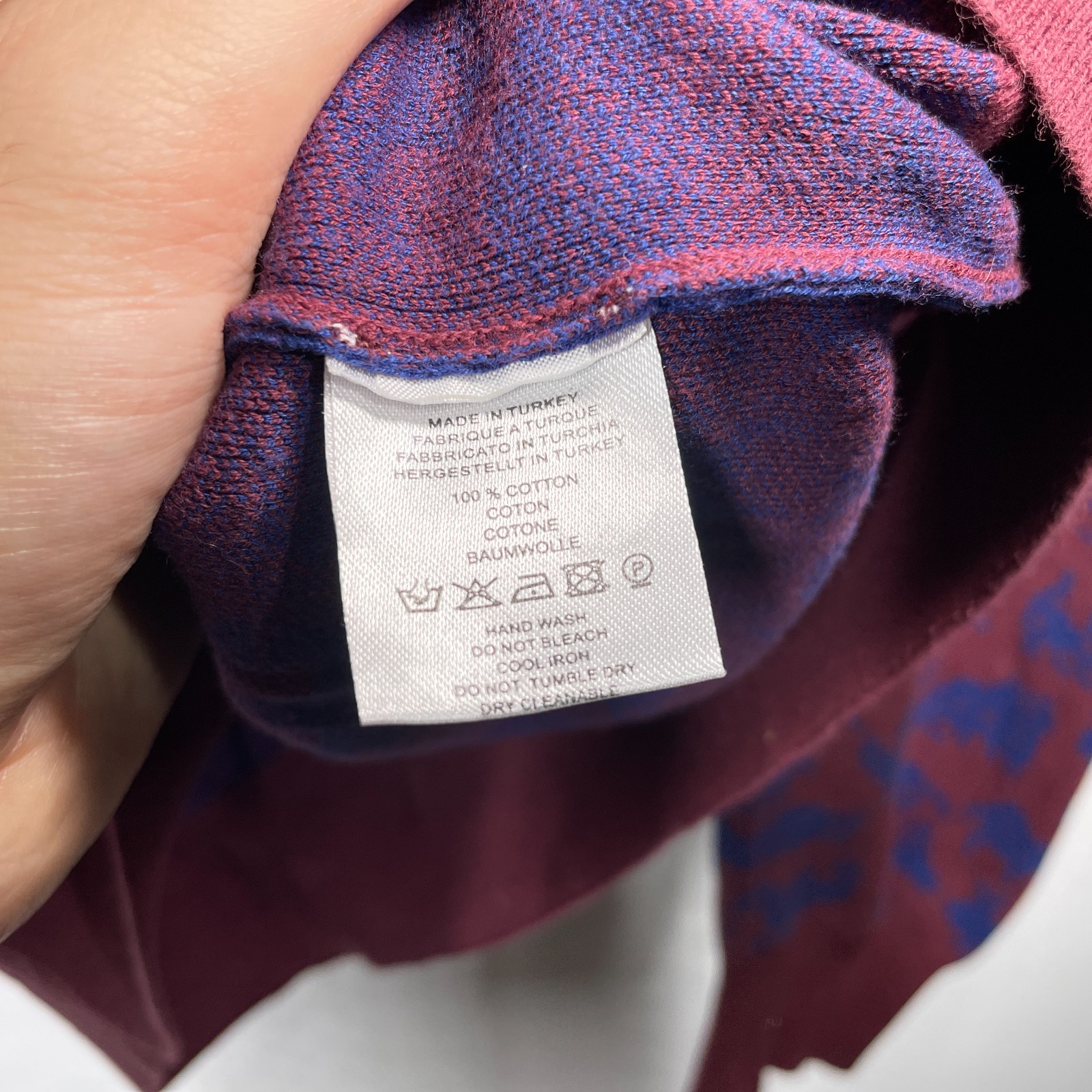 Paul Smith Jumper Mens XL Burgundy Blue Animal Print Pullover Cotton Crew Neck