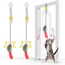 Self Play Cat Toys,2 Pack Door Hanging Cat Mouse Toy with Squeaky Sound,No Ba...