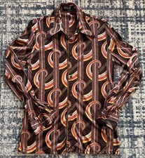 Vintage 70s Roland Kosser Disco Shirt Sz M Saturday Night Fever Psychedelic Art