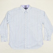 Tommy Hilfiger Men's Button Down Shirt Cotton Blue Geometric Size XL 80's 2 Ply