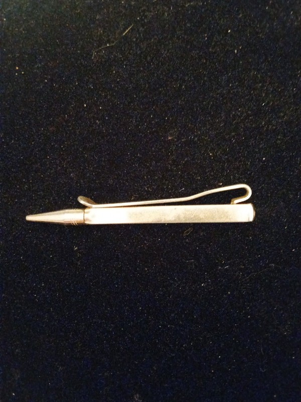 Clip Swank Vintage 3” Gold-Tone Mechanical Pencil with Pocket Clip/Tie Clasp