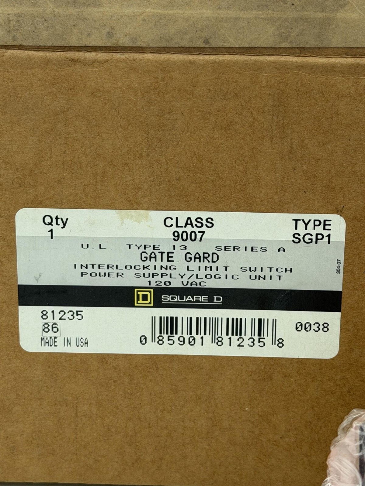 Square D 9007 SGP1 Gate Gard Interlocking Limit Switch Power Supply 120V AC USA