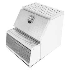 25"x28"x24" Aluminum Side Mount Semi Truck Tool Box Saddle Step Open Wide Design