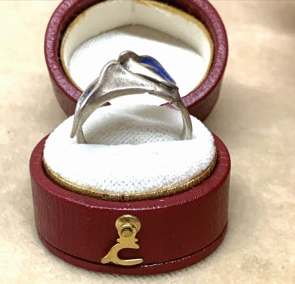 ANELLO OTTAVIANI AUTENTICO ANNI 70 IN ARGENTO 925 E SMALTO AZZURRO - Immagine 3 di 4