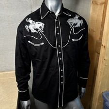 Rockmount Ranch Wear Men  s M Bronc Cowboy Rider Embroidered Pearl Snap Shirt