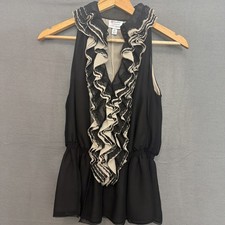 Robert Rodriguez Neiman Marcus Frilly Blouse SzXS Whimsigoth Dark Fairy￼