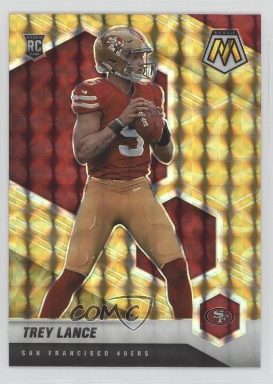 2021 Panini Mosaic Rookies Reactive Yellow Mosaic Prizm Trey Lance #303 7ns