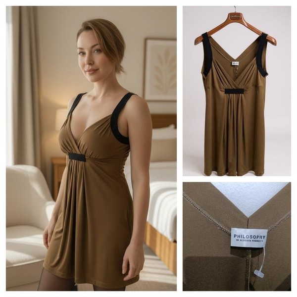 Women Philosophy Dress Brown Polyester 44 / XXL /
