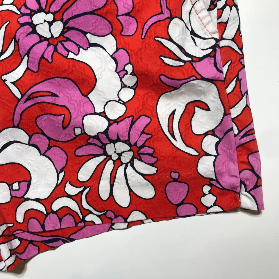 Pantalones Cortos Trina Turk Para Mujer 12 Elastizados Corbin 2 Flora Jacquard en Rojo Rosa Blanco Foto 4 de 4