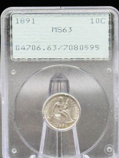 1891 Seated Liberty Dime MS63 RATTLER PGCS Rare