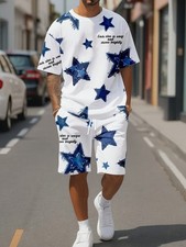 Men's casual sports short-sleeved T-shirt  shorts set, comfortable for outdoor