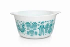 Vintage Pyrex 1 qt #473 Casserole Dish Amish Butterprint Turquoise  *No Lid