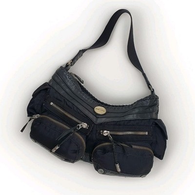 Vintage Diesel Leder  Tasche Y2K - Schwarz - Edgy Grunge Mittelalter 90er Altcore Punk