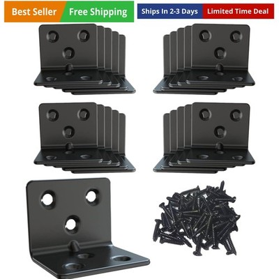 Black Stainless Steel Shelf Bracket,Joint Right Angle Bracket,L Shape Heavy D...