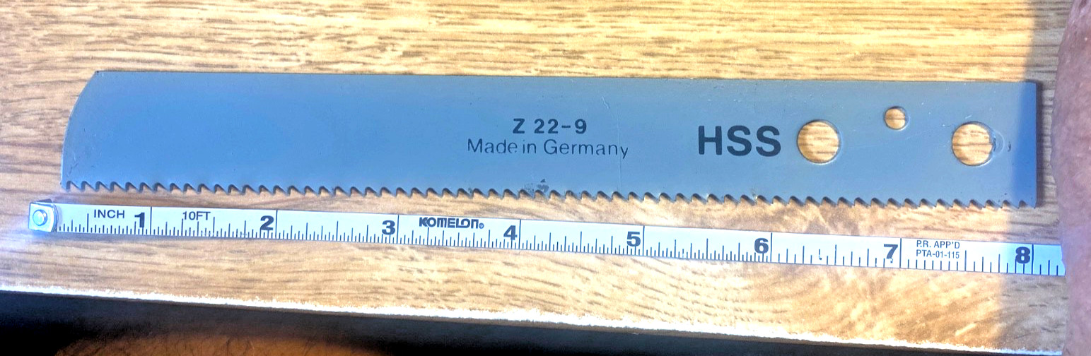 6 FEIN #Z22-9 HSS Hacksaw Blades 8"L X 8T/in. for industrial reciprocating saw