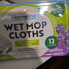 Homeline Wet Mop Cloths Lavender Scent 12 Pack 8x10 in Wet Mopping Refills