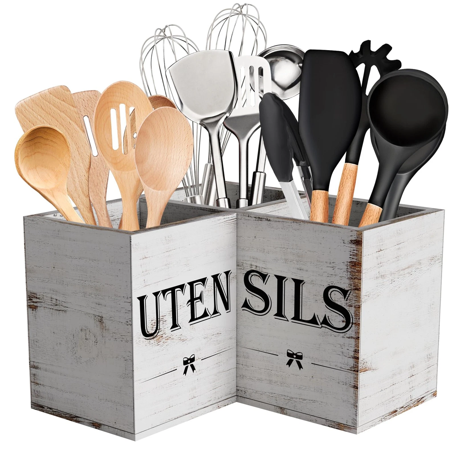 Suli Extra Large Utensil Holder with 3 Compartments,Corner Kitchen Shelf,Wood...
Opens in a new wind