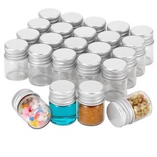 JIUWU 24-Pack 5Ml Mini Bottles with Aluminum Screw-Cap, Clear Small Glass Jars w