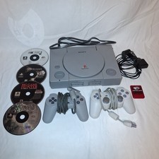 Sony PlayStation 1 Gray Console with 2 Controllers Bundle TESTED See Description