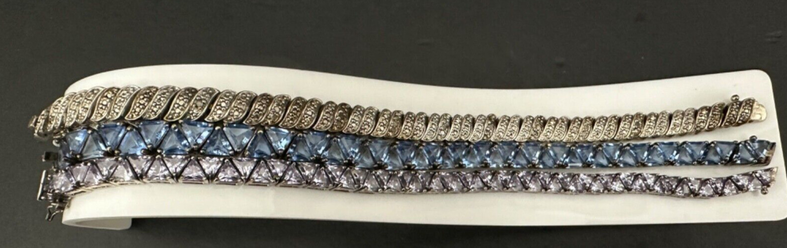 3 Multi Color, Solid Sterling Silver Line Style, … - image 1