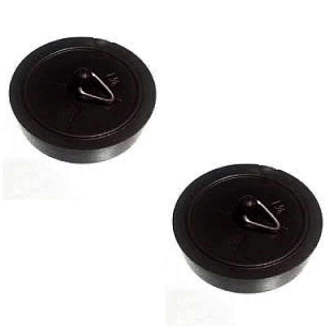 2 X Bath Sink Drain Plug 45mm Basin Plugs Black Rubber Metal Hook 1 3/4