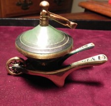 Vintage Hebrew Jewish Spice Wheelbarrel, metal, enamel painted gold accents 