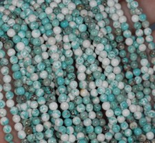 4MM TURQUOISE HOWLITE GEMSTONE ROUND LOOSE BEADS 15.5"