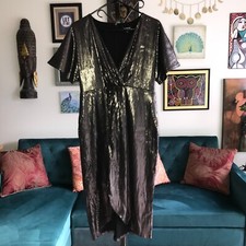 EXPRESS size M Pewter & Black Sequin Embellished Long Wrap Front Dress