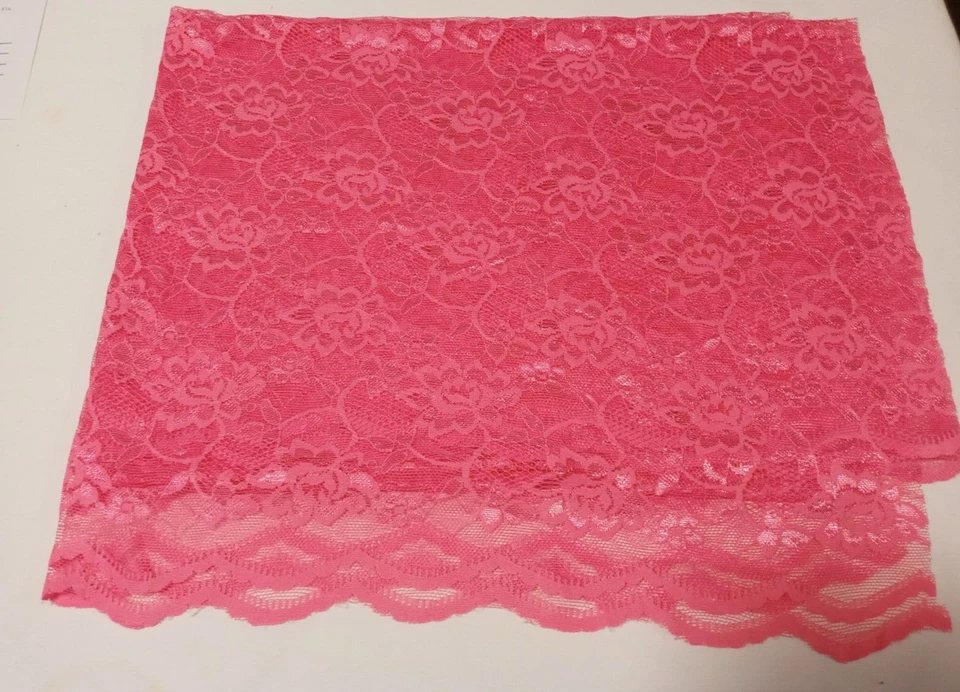 1 yard pink lace fabric 37" x 58" sheer floral - Image 3 of 4