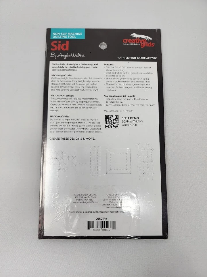 Genuine Creative Grids USA Machine Quilting Tool - Sid CGRQTA9 - Factory Sealed - Image 3 of 4