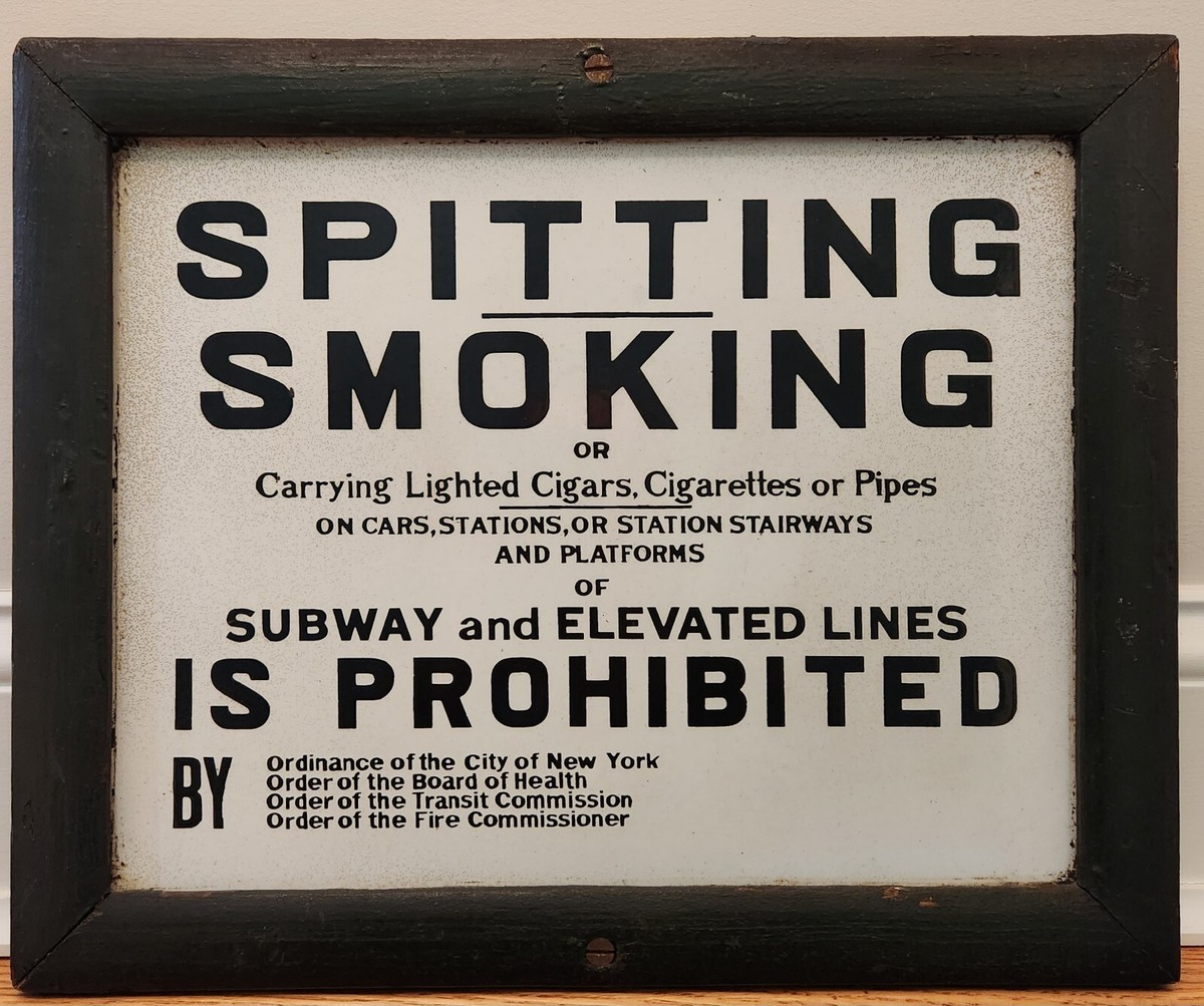 NYC Subway No Smoking Porcelain Sign MTA Transit NYCT