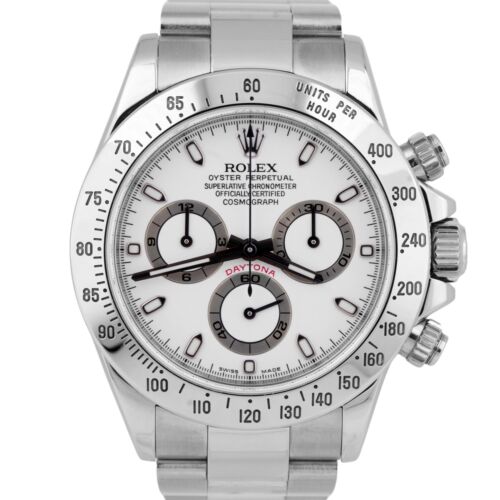 Montre chronographe Rolex Daytona Cosmograph blanc acier inoxydable 40 mm 116520 - Photo 1/8