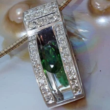 Tsavorite brilliant pendant 750 white gold 0.60 0.30 ct... set as Kostba