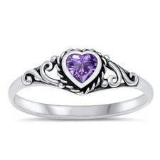 Heart Ring Genuine Sterling Silver 925 Height 6 mm Sizes 4 - 10