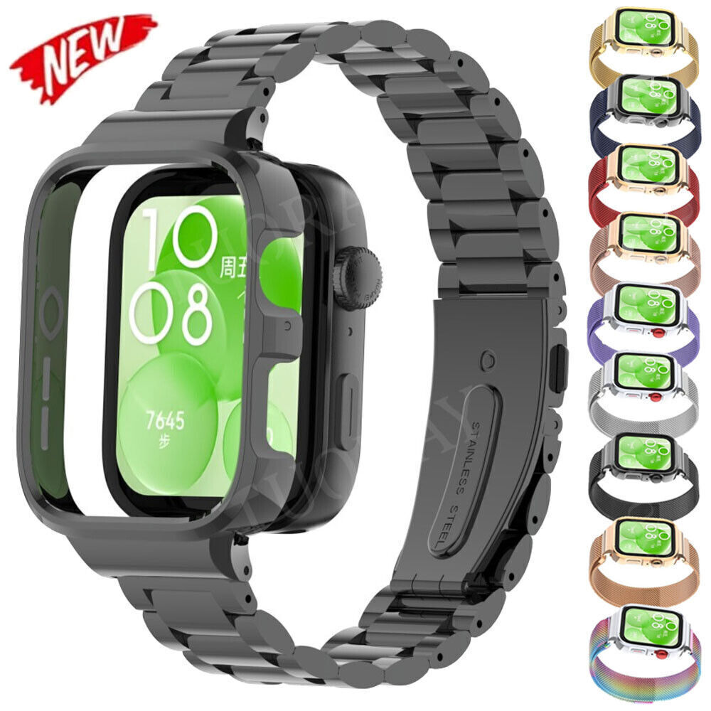 Replacement Stainless Steel Strap Watch Band+Metal Case For Huawei Watch Fit 3