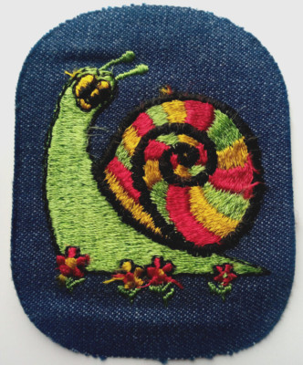 1970s Psychedelic Snail Escargot Denim Patch Badge Crest