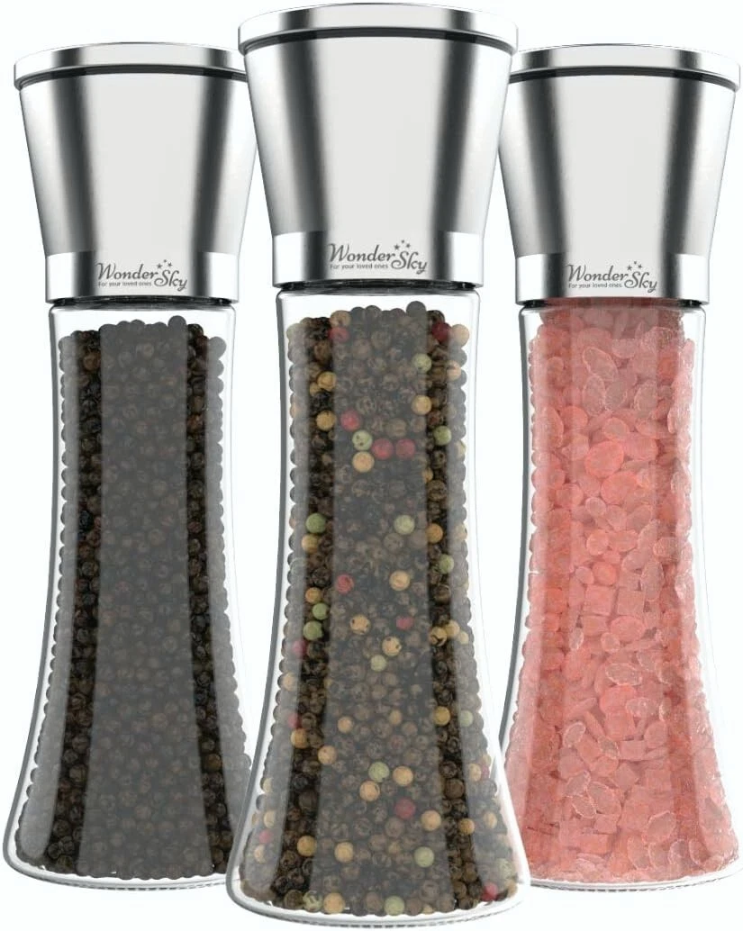 Salt and Pepper Grinder Set Refillable Pepper Mill Salt Grinder (3 Pack)
Opens in a new window or ta