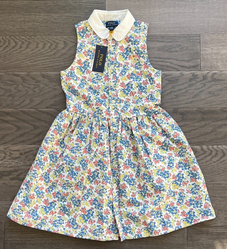 Polo Ralph Lauren Girls White Multi Floral Cotton Oxford Shirtdress Size 10 NWT - Picture 7 of 8