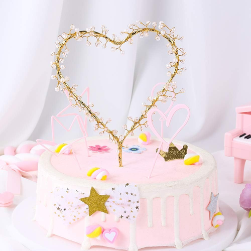 Valentine'S Day Tree Topper Love Heart Pearl Cake Toppers with LED Light for Val - Picture 8 of 12