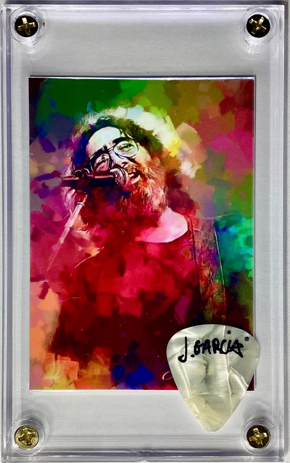 ⚡️⚡️Rarer Grateful Dead Jerry art card #47/50 /authentic guitar pick display!⚡️