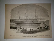 CSS Alexandria Screw Steamer Liverpool England 1882 Civil War Print Sketch