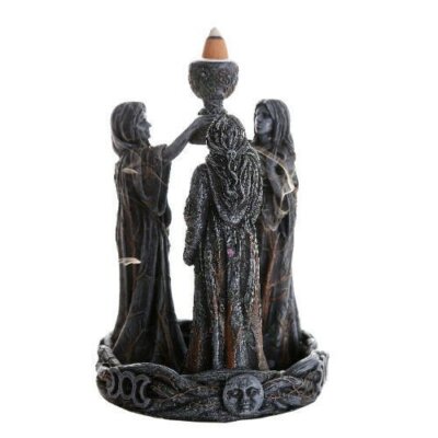 Triple Goddess Mother Maiden Crone Ceremonial Chalice Backflow Incense Holder