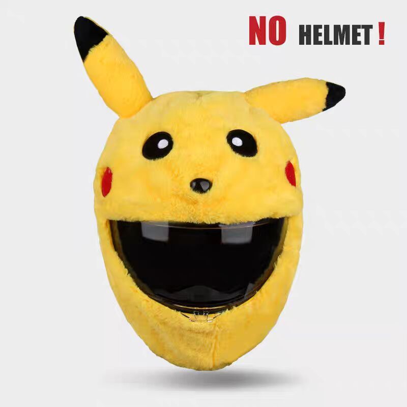Soft Motorcycle Helmet Cover Funny Pikachu Plush Motorbike Decor